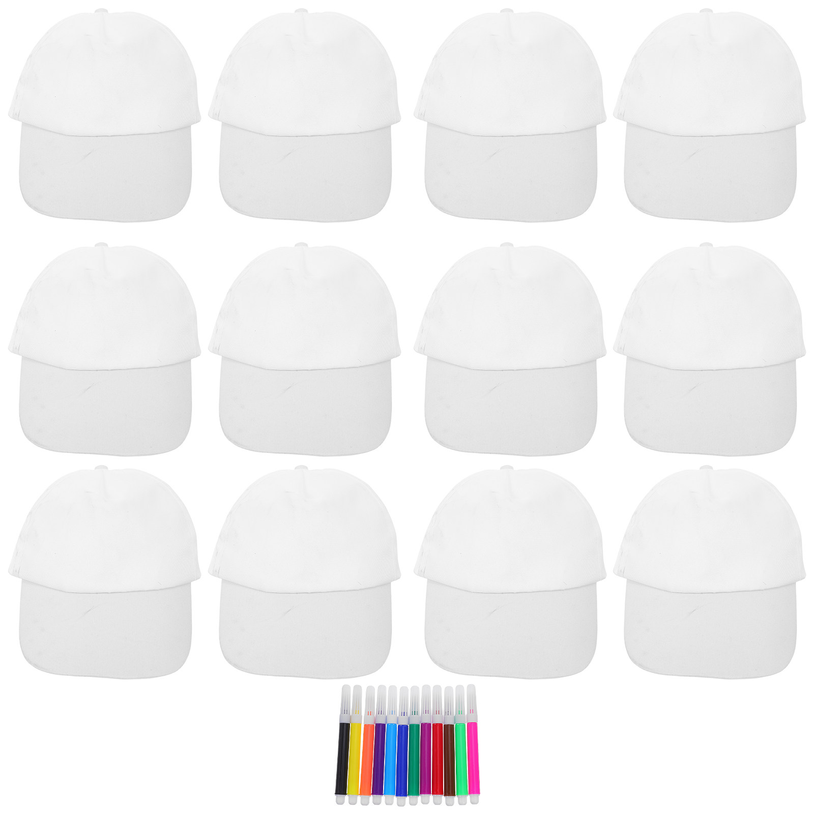 Art Craft Kids - 1 Set Weiße Baseballkappen für Kinder,