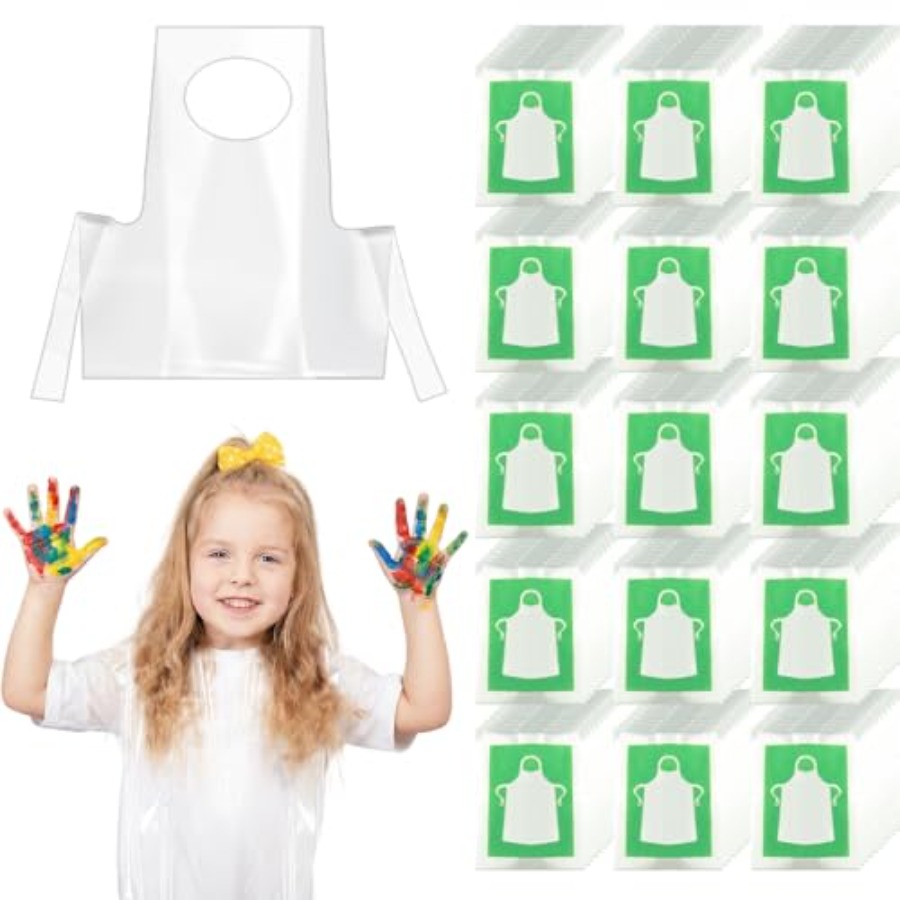 Art Craft Toddler - HKACSTHI Einweg-Schürzen für Kleinkinder, Kunststoff-Malschürzen, Schürzen