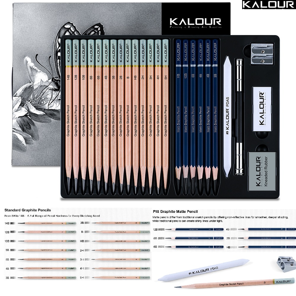 KALOUR 25/22-teiliges Skizzier – Sketching Charcoal Set Bewertung und Preis