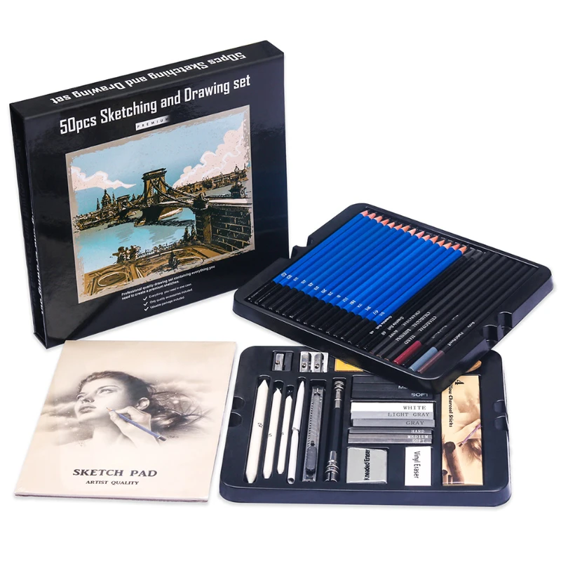50-teiliges Skizzier-Bleistift – Sketching Charcoal Set Bewertung und Preis
